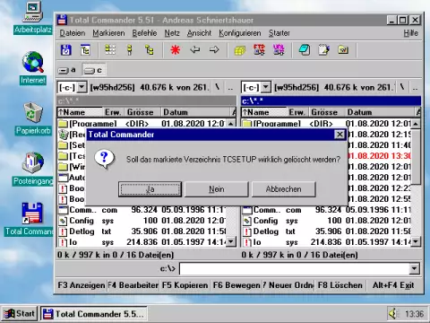 "Screenshot WINDOWS 95 running Total Commander 5.51 "